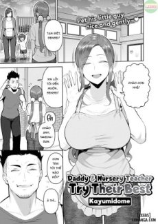 Daddy & Nursery Teacher Try Their Best Hentai